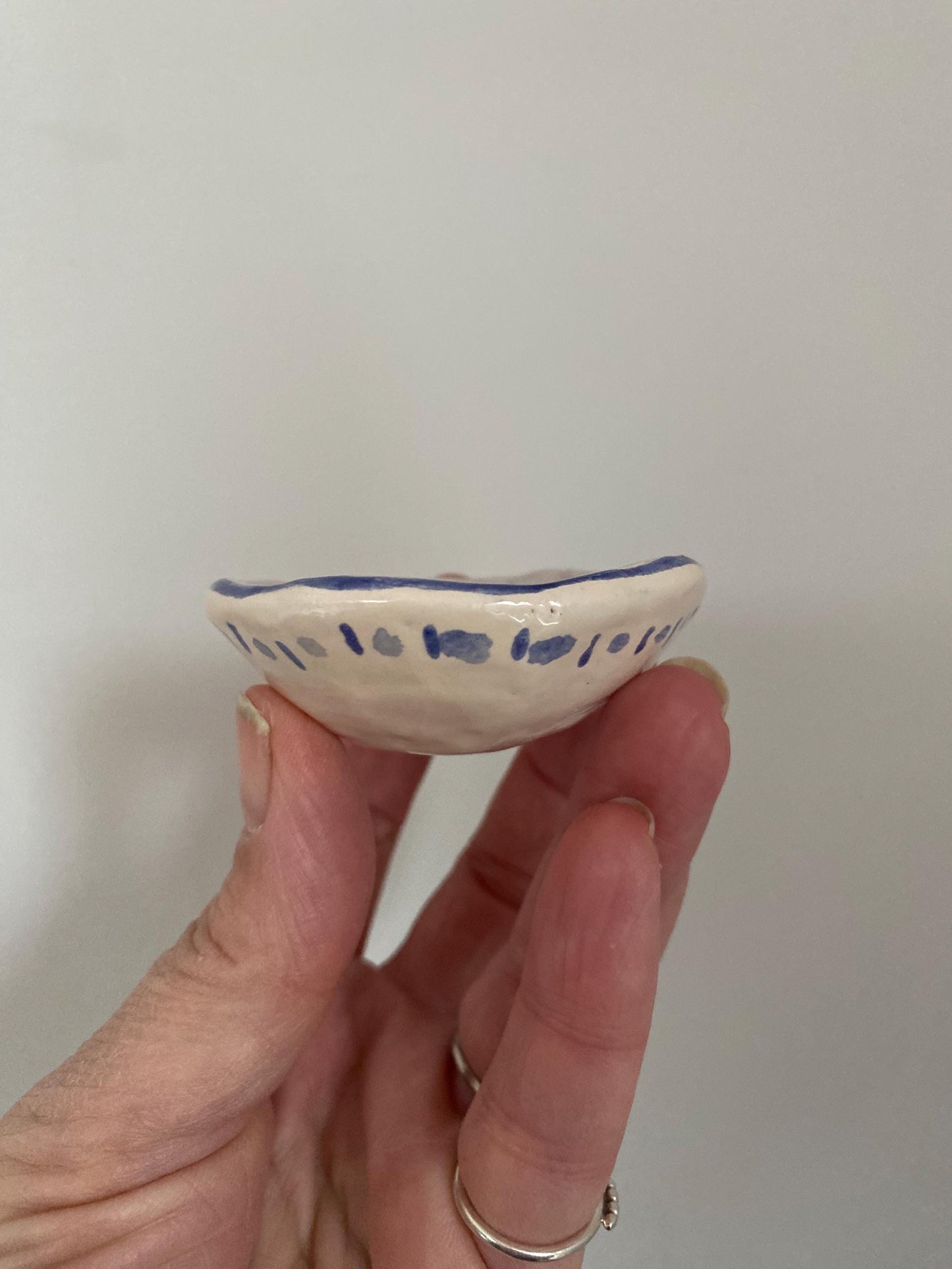 Ceramic Trinket Dish - Decorative Bowl - Ring Dish - Flower - Floral - Delft Inspired