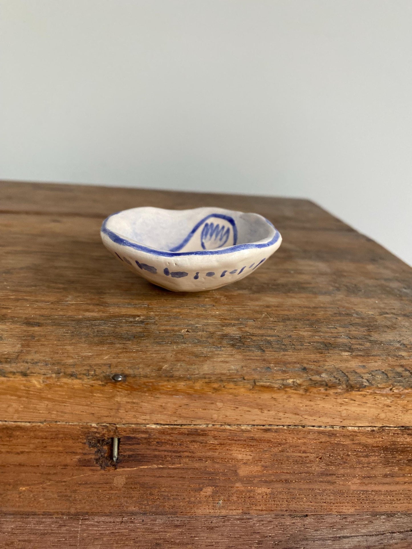 Ceramic Trinket Dish - Decorative Bowl - Ring Dish - Flower - Floral - Delft Inspired