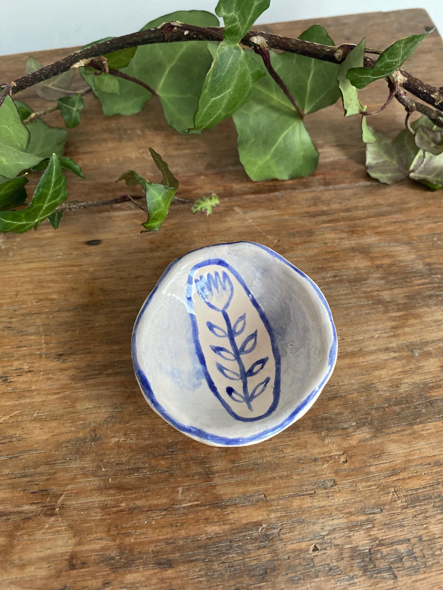 Ceramic Trinket Dish - Decorative Bowl - Ring Dish - Flower - Floral - Delft Inspired