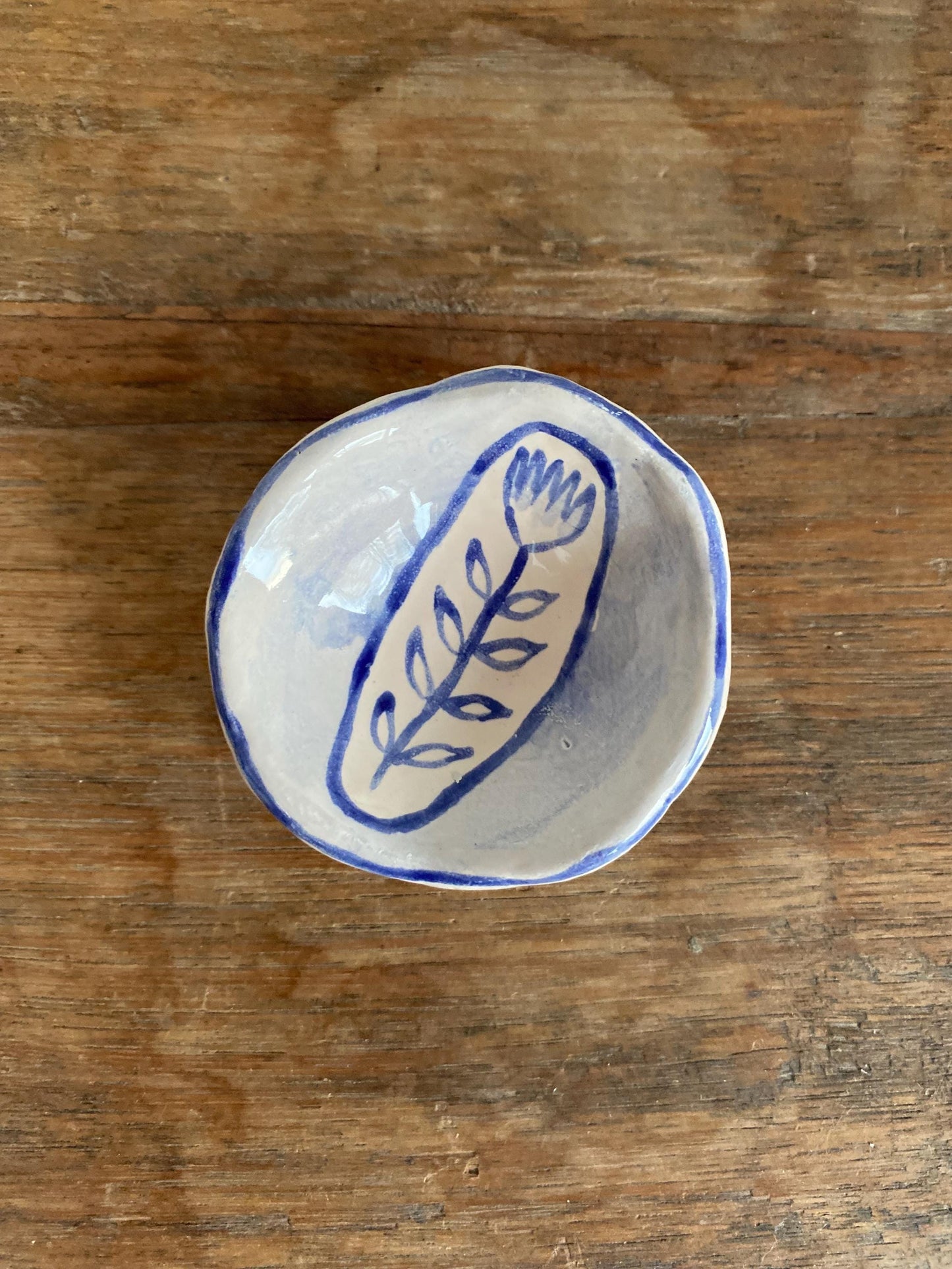 Ceramic Trinket Dish - Decorative Bowl - Ring Dish - Flower - Floral - Delft Inspired