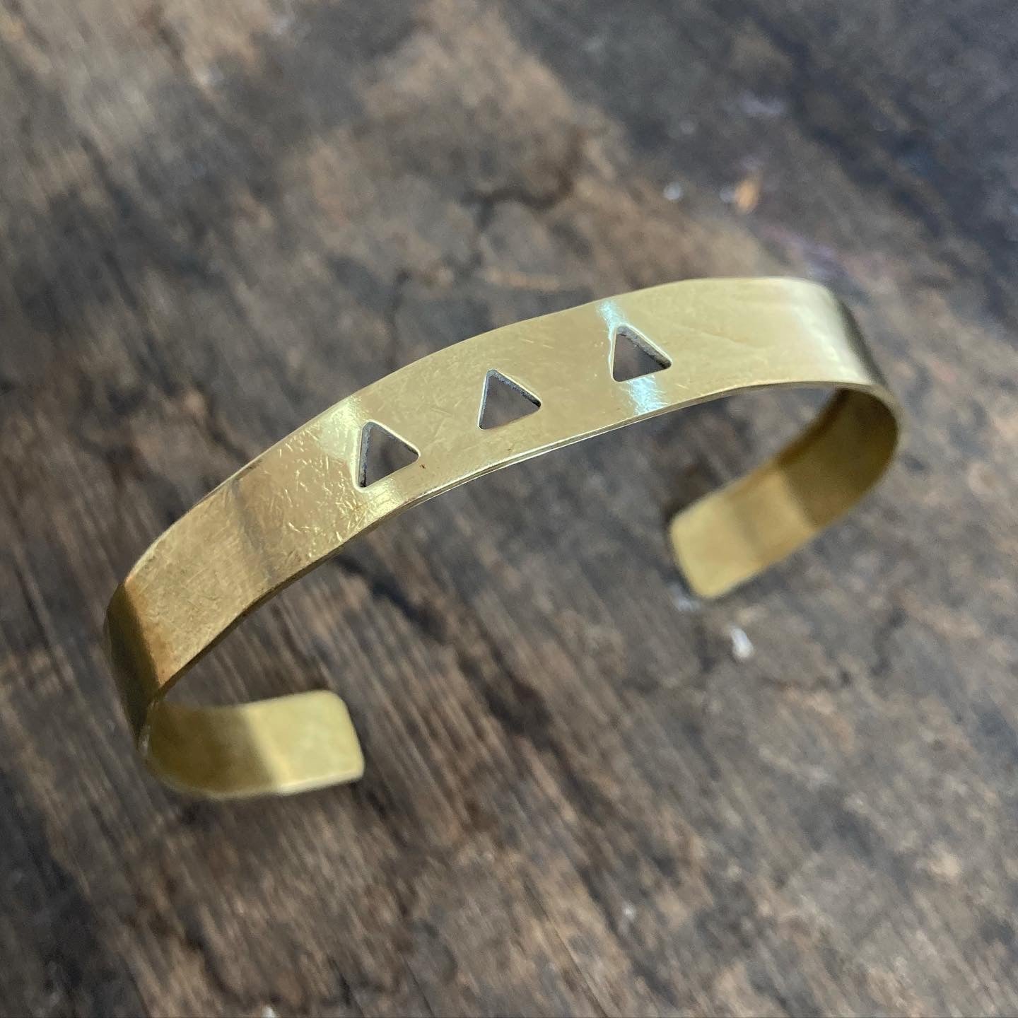 Golden Brass Triangle Cut Out Cuff