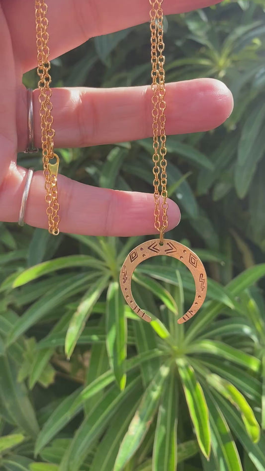 VENUS Moon Raw Brass Necklace
