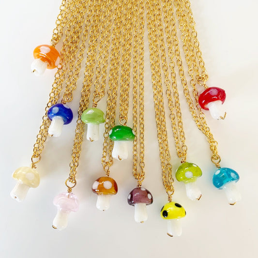 SHROOM! Coloured Glass Mushroom Pendant Necklace