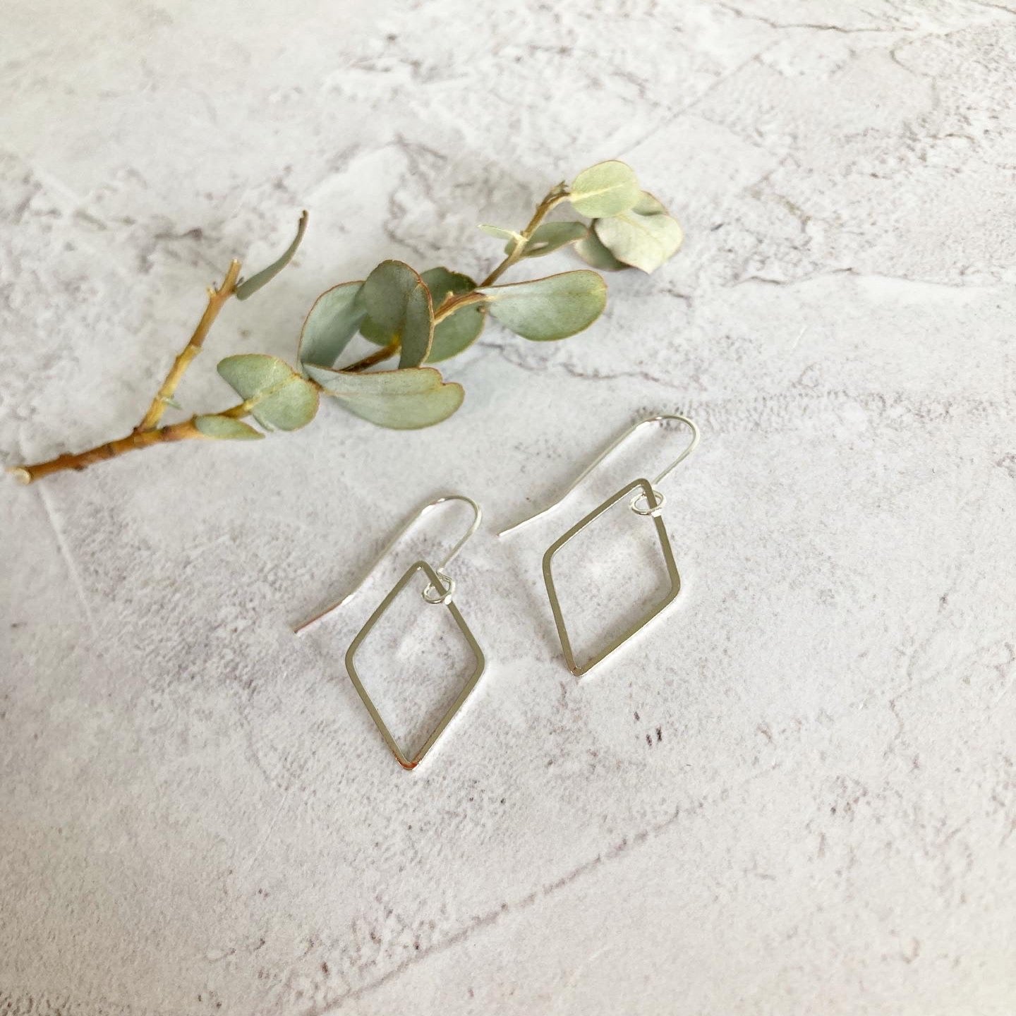 Tiny Silver Tone Diamond Hoop Earrings