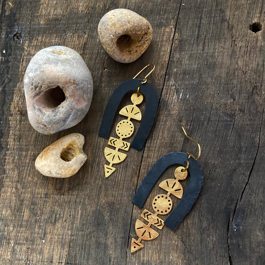 LEXICON Black and Brass Earrings