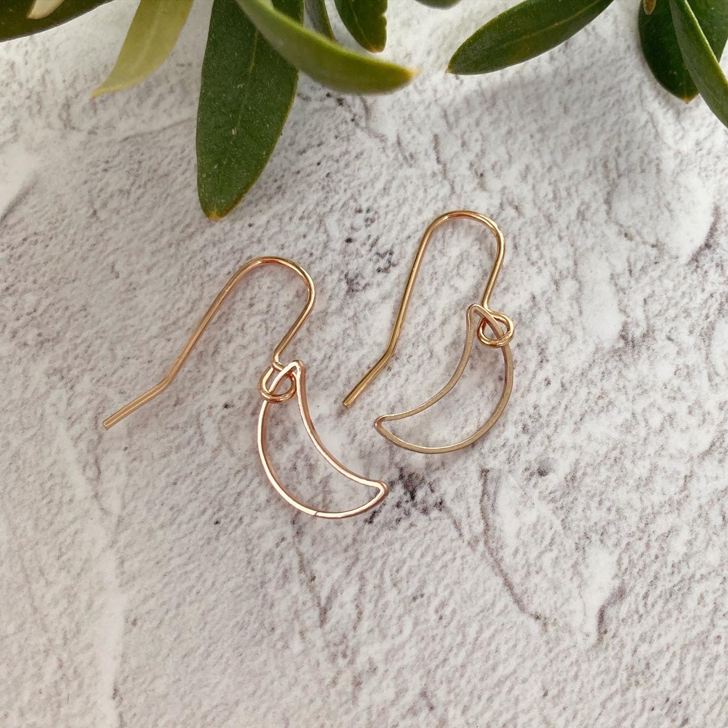 Rose Gold Plated Tiny Crescent Moon Earrings