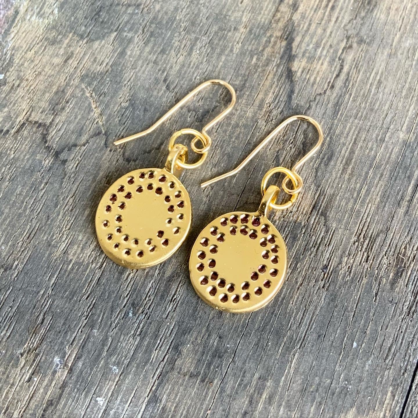 COIN Gold Plated Spotty Disc Earrings
