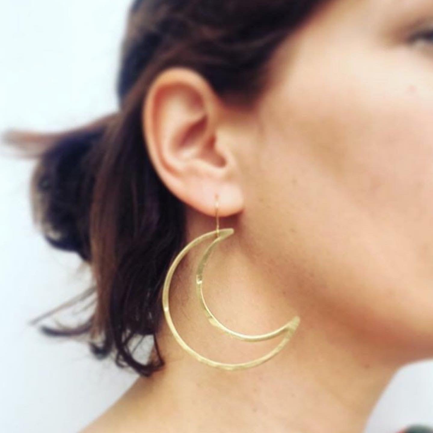 Brass Big Mamma Crescent Moon Earrings