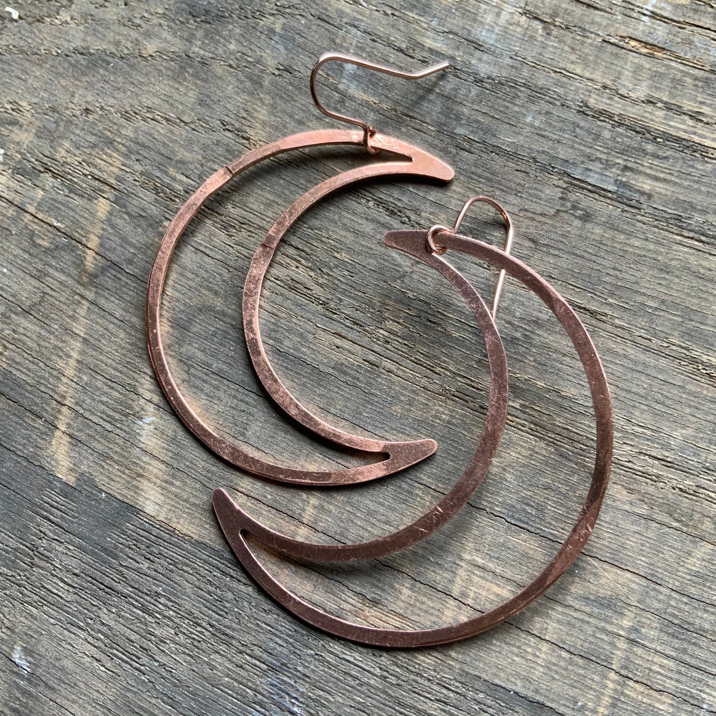 Copper Big Mamma Crescent Moon Earrings
