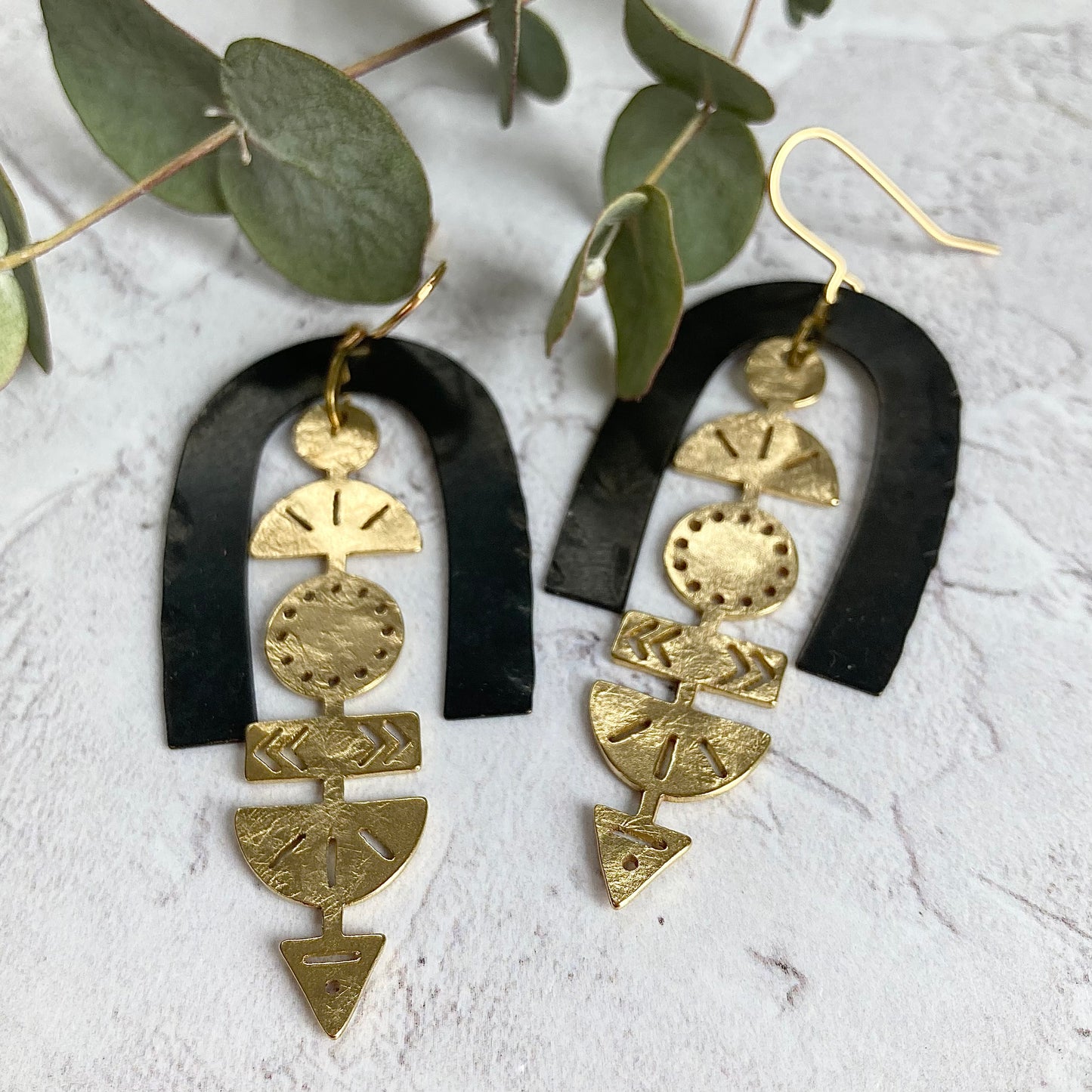 LEXICON Black and Brass Earrings
