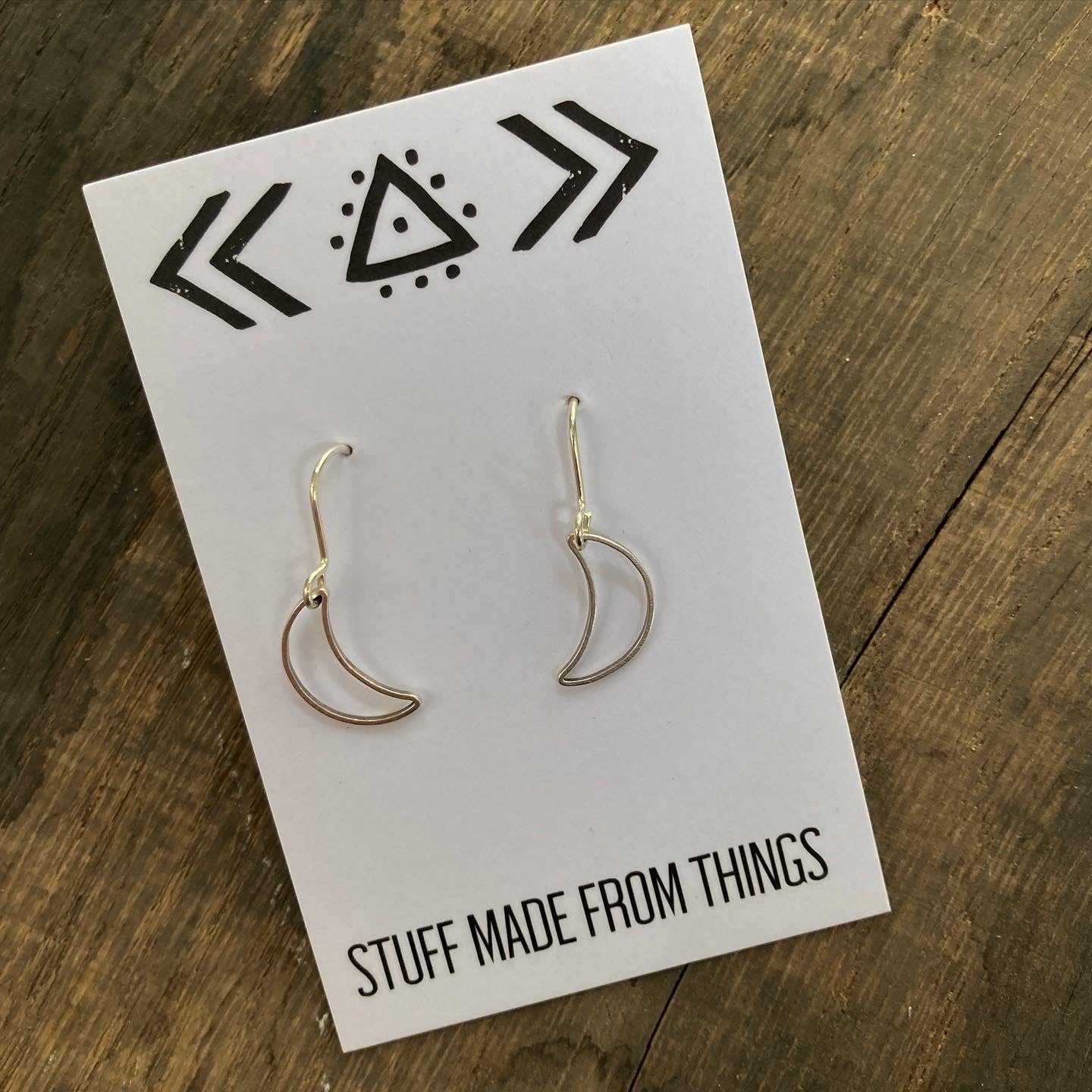 Tiny Silver Tone Crescent Moon Earrings