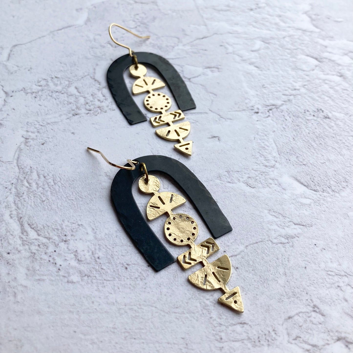 LEXICON Black and Brass Earrings